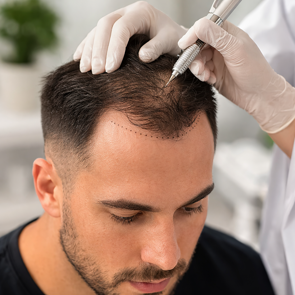 Precision unshaven FUE transplant